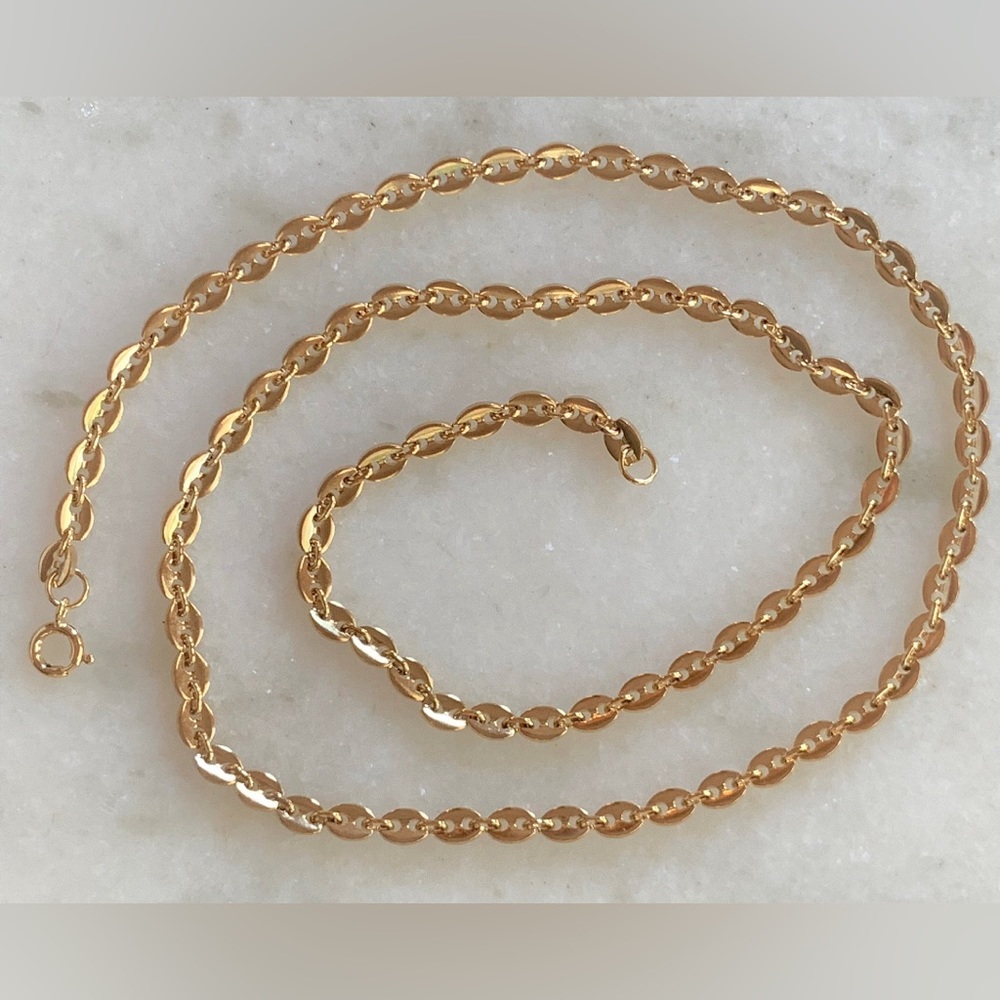 Mariner Polished Gold Tone Chain Necklace with Spring Ring Clasp - 18"